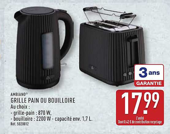 AMBIANO GRILLE PAIN OU BOUILLOIRE