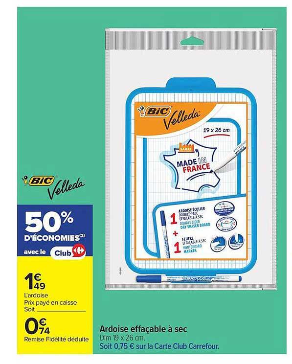Bic Velleda Ardoise effaçable à sec