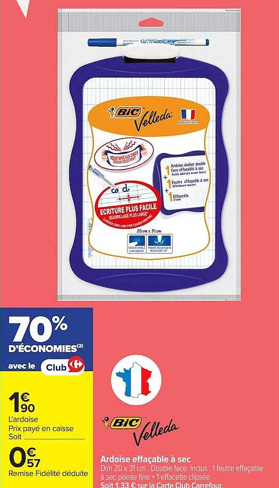 BIC Velleda Ardoise effaçable à sec