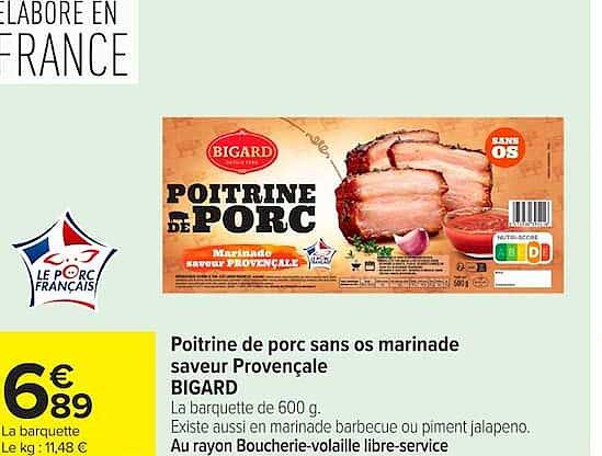 BIGARD Poitrine de porc