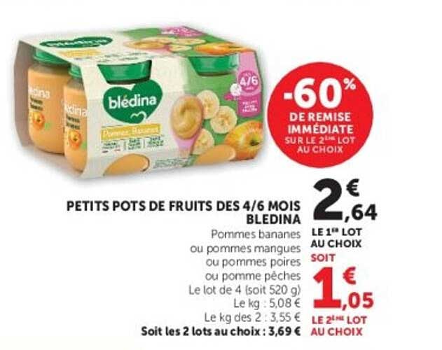 Blédina Petits pots de fruits rond 4/6 mois