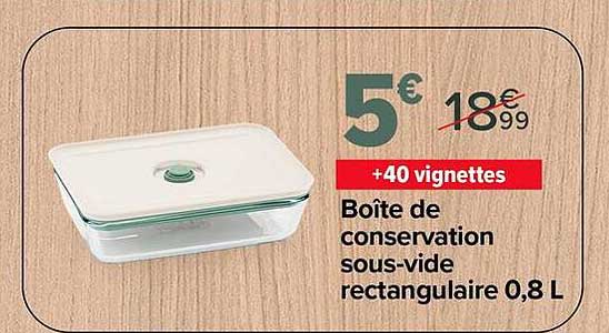 Boîte de conservation sous-vide rectangulaire 0,8 L