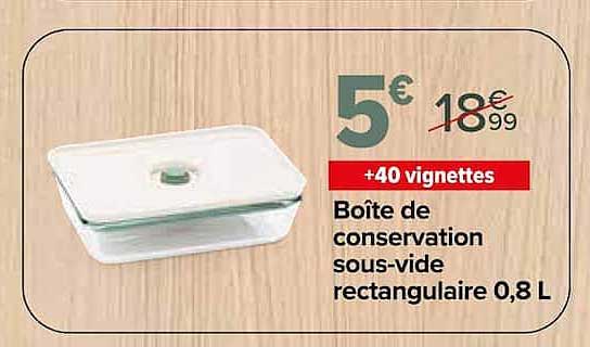Boîte de conservation sous-vide rectangulaire 0,8 L