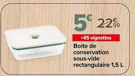 Boite de conservation sous-vide rectangulaire 1,5 L
