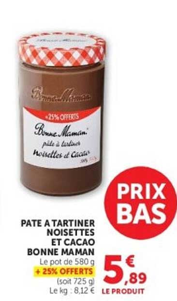 Bonne Maman Pâte à tartiner noisettes et cacao