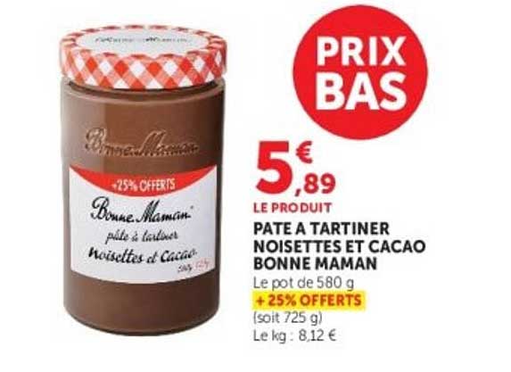 Bonne Maman Pâte à tartiner noisettes et cacao