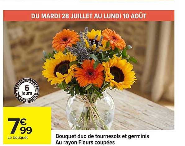 Bouquet duo de tournesols et germinis