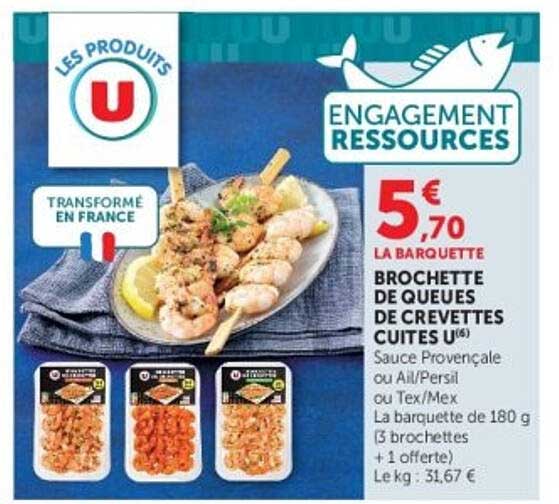 Brochette de queues de crevettes cuites U𐌀