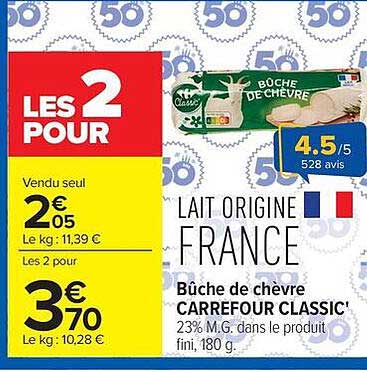 Bûche de chèvre CARREFOUR CLASSIC