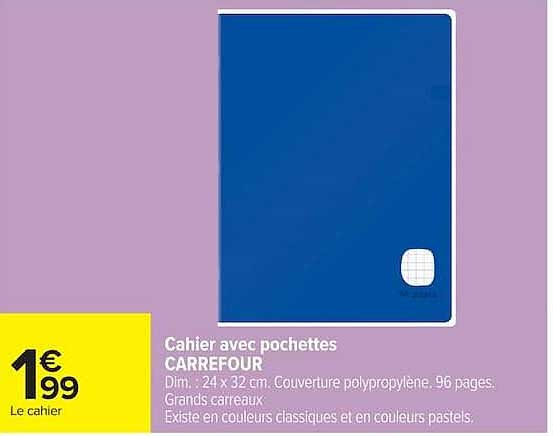 CARREFOUR Cahier avec pochettes