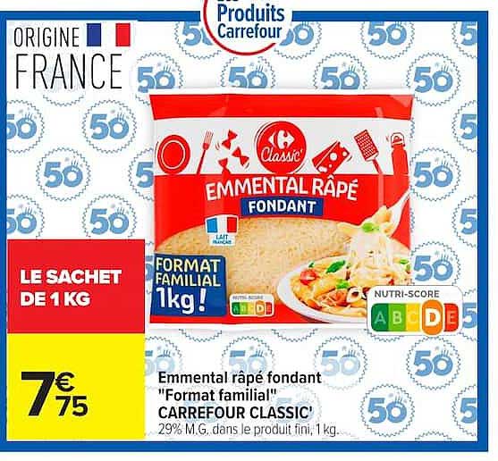 Carrefour Classic Emmental râpé fondant