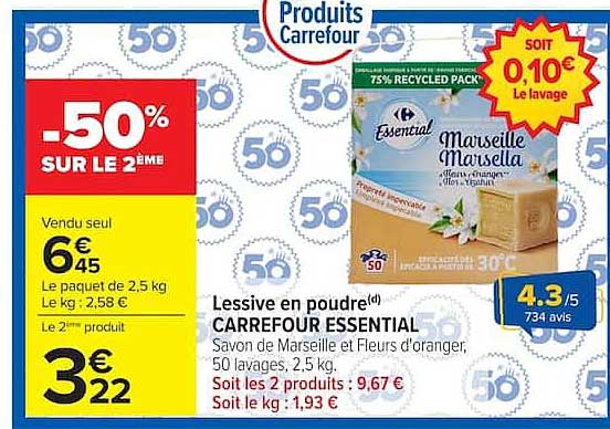 Carrefour Essential Lessive en poudre