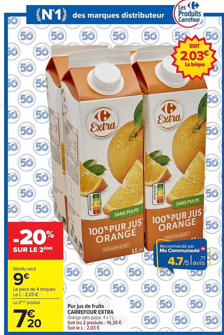 Carrefour Extra Orange sans pulpe