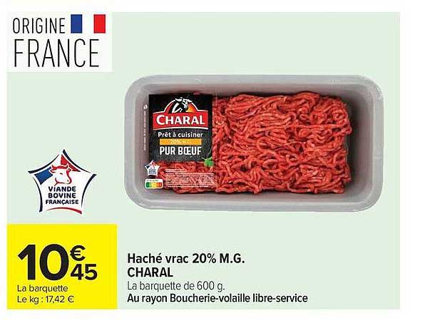 CHARAL Haché vrac 20% M.G