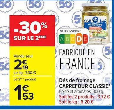 Dés de fromage CARREFOUR CLASSIC
