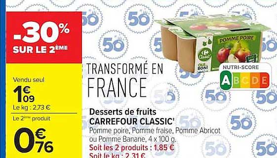 Desserts de fruits CARREFOUR CLASSIC
