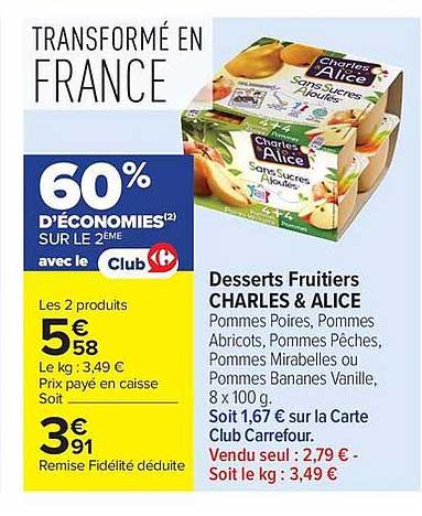 Desserts Fruitiers CHARLES & ALICE