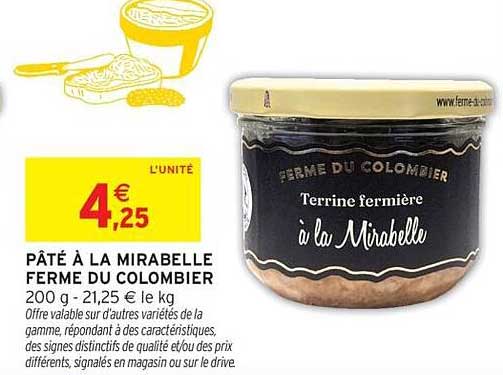 Ferme du Colombier Terrine fermière à la Mirabelle
