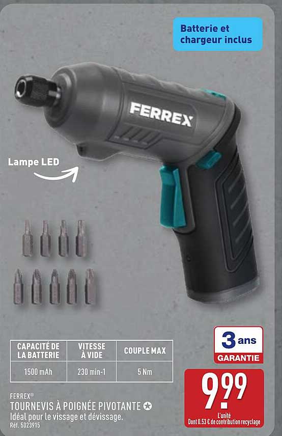FERREX TOURNEVIS À POIGNÉE PIVOTANTE