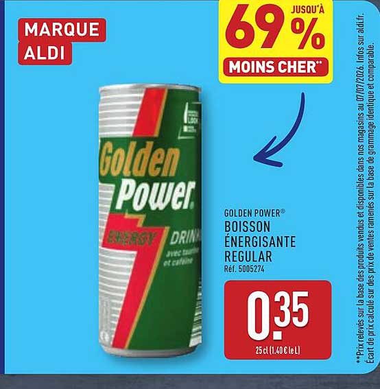 Golden Power Boisson Énergisante Regular