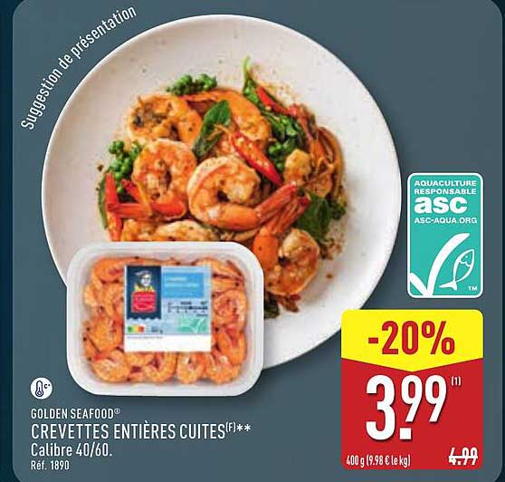 GOLDEN SEAFOOD CREVETTES ENTIÈRES CUITES