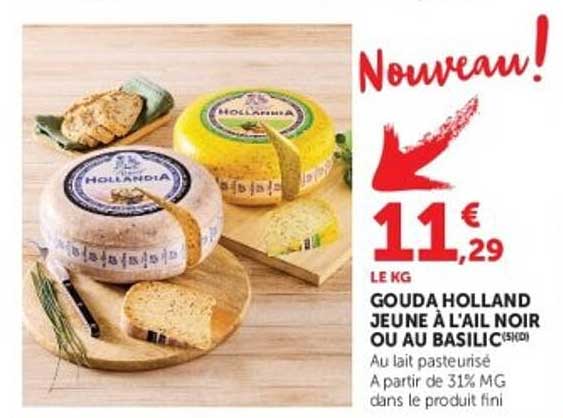 GOUDA HOLLAND JEUNE À L'AIL NOIR OU AU BASILIC