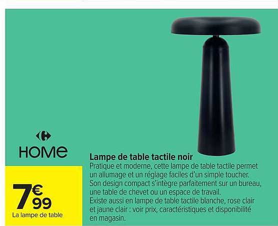 Home Lampe de table tactile noir