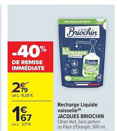 JACQUES BRIOCHIN Recharge Liquide vaisselle