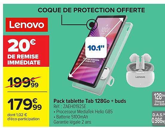 Lenovo Pack tablette Tab 128Go + buds