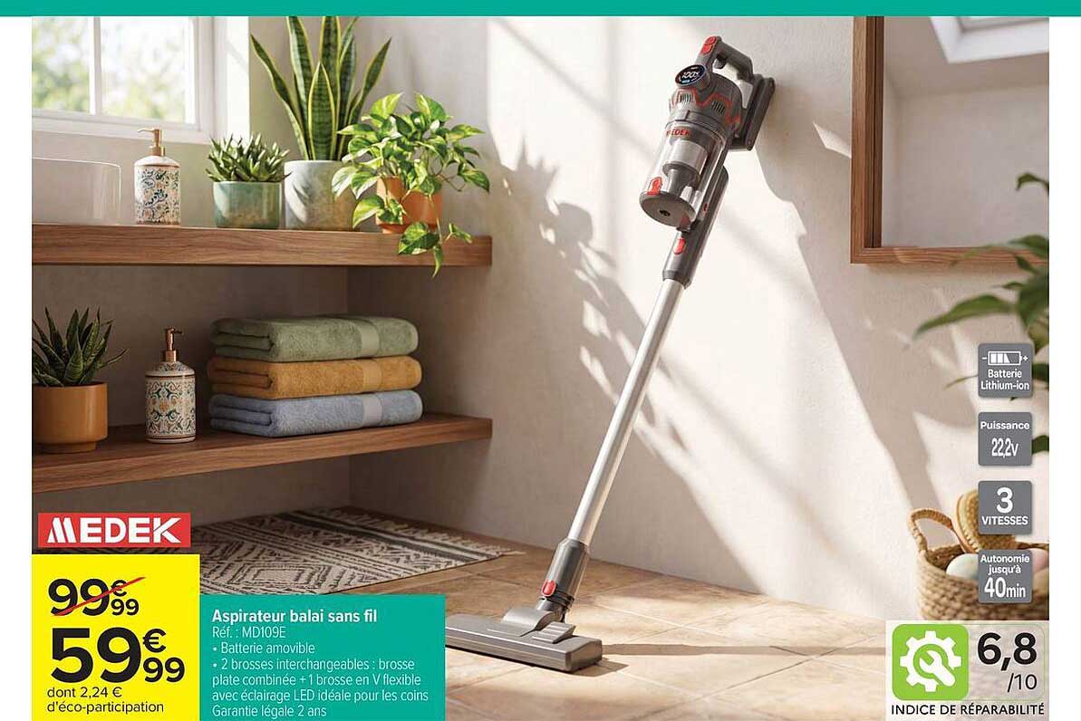 MEDEK Aspirateur balai sans fil