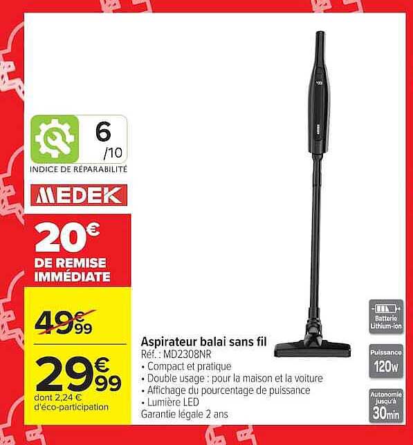 MEDEK Aspirateur balai sans fil