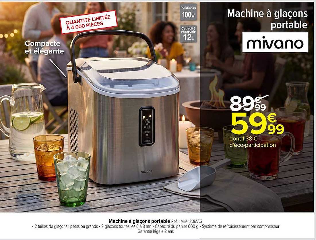 mivano Machine à glaçons portable