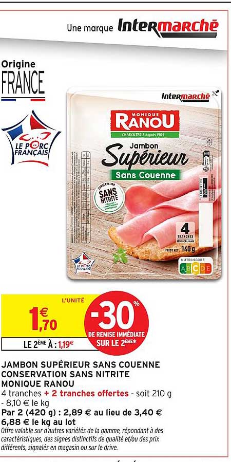 Monique Ranou Jambon Supérieur Sans Couenne
