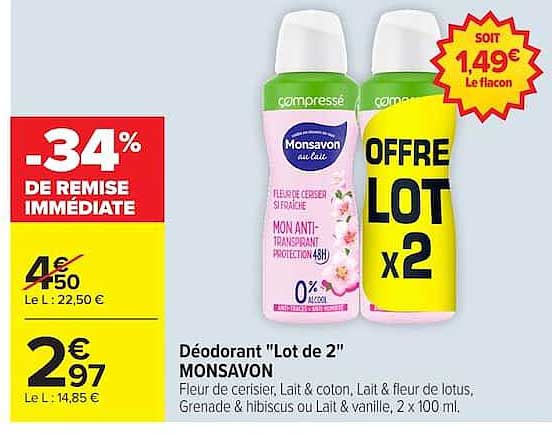 Monsavon Déodorant Lot de 2
