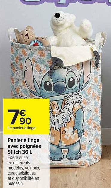 Panier à linge avec poignées Stitch 36 L