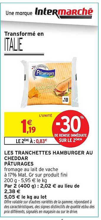 Pâturages Tranchettes Hamburger au Cheddar