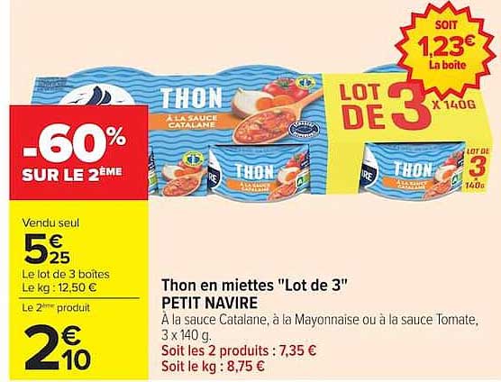 PETIT NAVIRE Thon en miettes “Lot de 3”