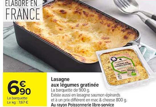 Poissonnerie Louis Gadis Lasagne aux légumes gratinée