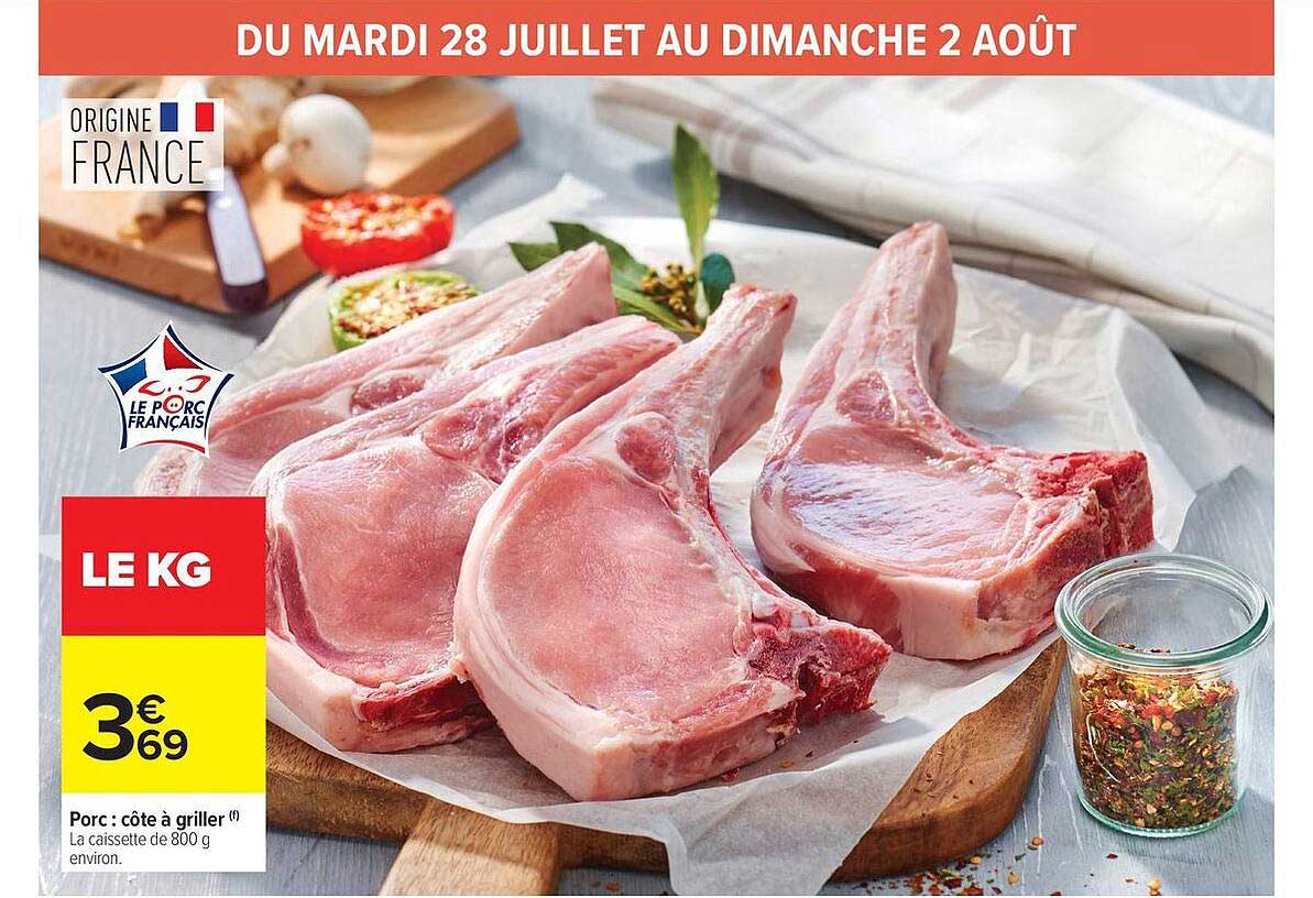Porc : côte à griller