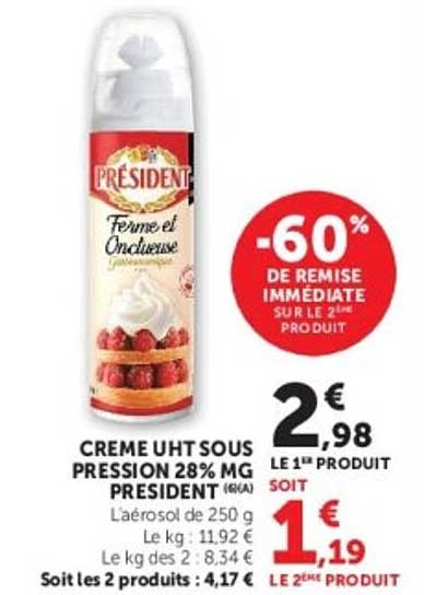 Président Crème UHT sous pression
