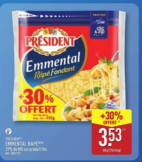 PRÉSIDENT Emmental Râpé Fondant