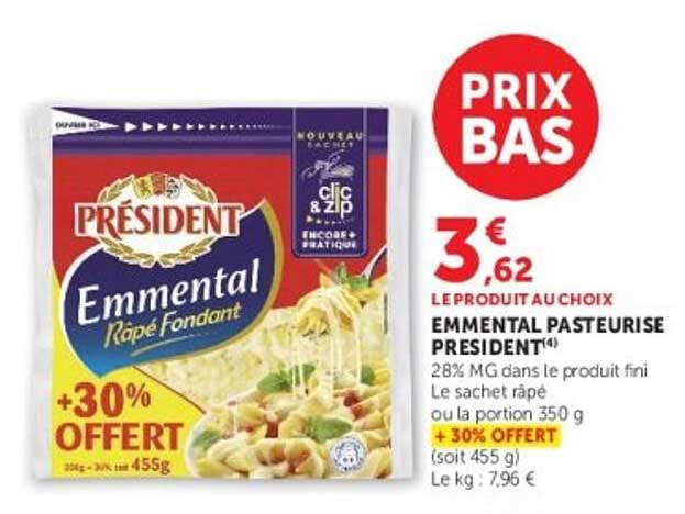 Président Emmental Râpé fondant