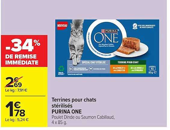 PURINA ONE Terrines pour chats stérilisés