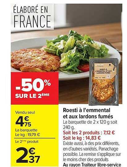Roesti à l'emmental et aux lardons fumés