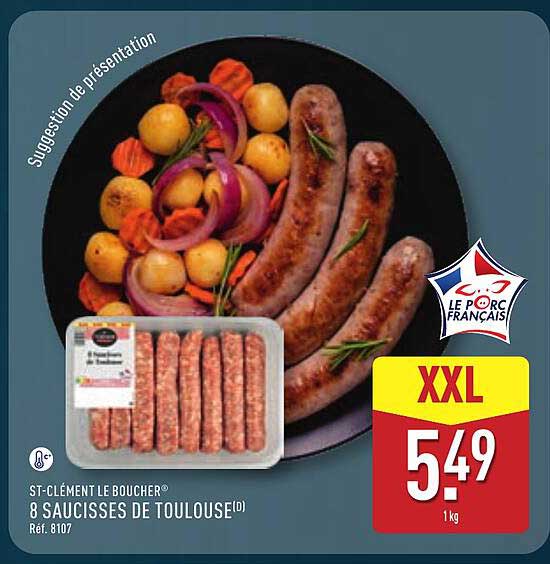ST-CLÉMENT LE BOUCHER 8 SAUCISSES DE TOULOUSE