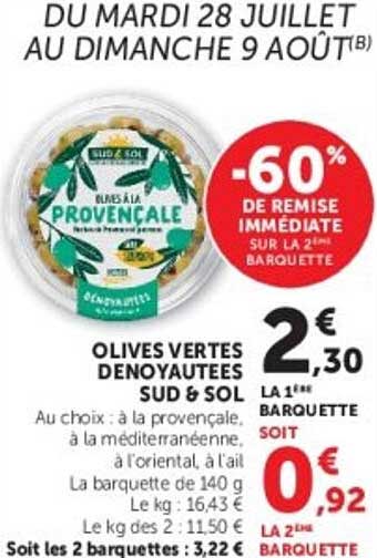 SUD & SOL OLIVES VERTE DENOYAUTEES PROVENCALÉE