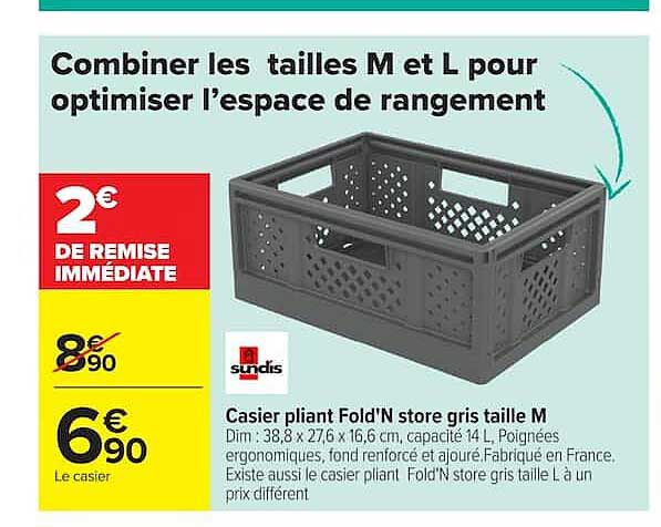 sundis Casier pliant Fold'N store gris taille M