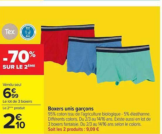 Tex Boxers unis garçons