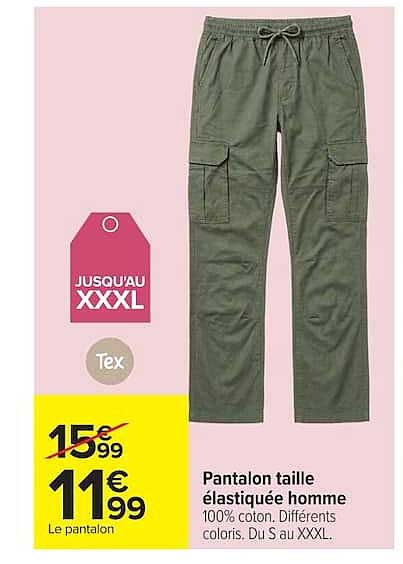 Tex Pantalon taille élastiquée homme