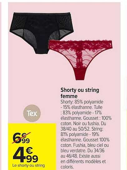 Tex Shorty ou string femme